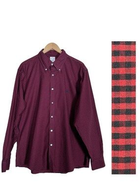 Brooks Brothers The Original Polo Shirt Regent Fit Size XL Red Check Pattern